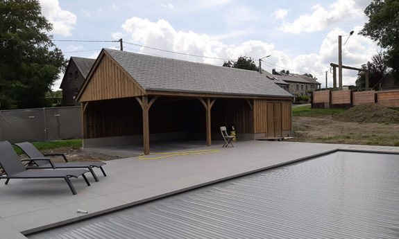Poolhouse bois abris piscine TVB Recogne