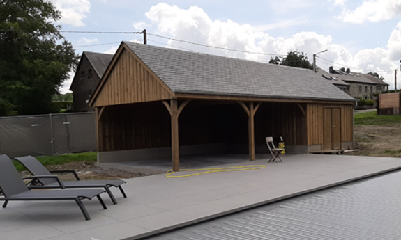 Poolhouse bois abris piscine TVB Recogne