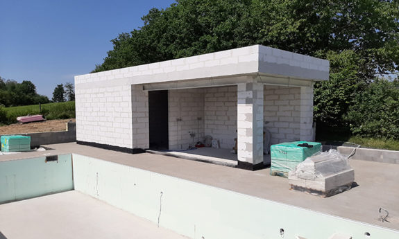 Poolhouse abris bois piscine TVB Sainlez